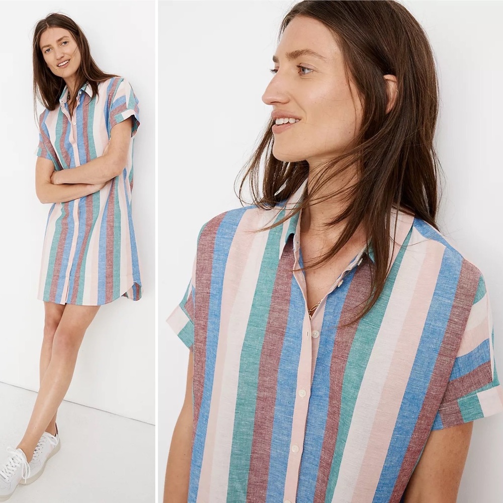 Madewell Striped Mini Dress - Blue, Pink, Green